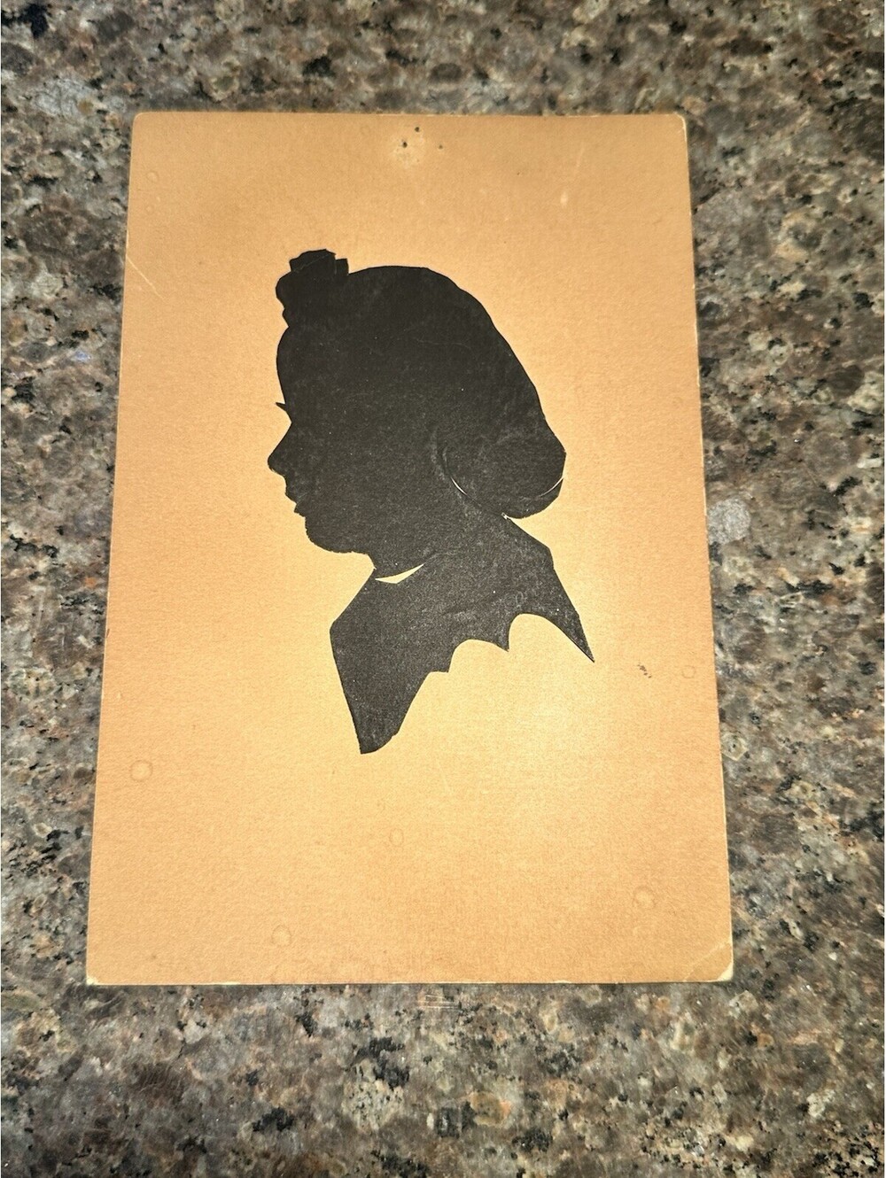 Antique Vintage Silhouette Portrait Woman Cut Paper Art Card Ephemera
